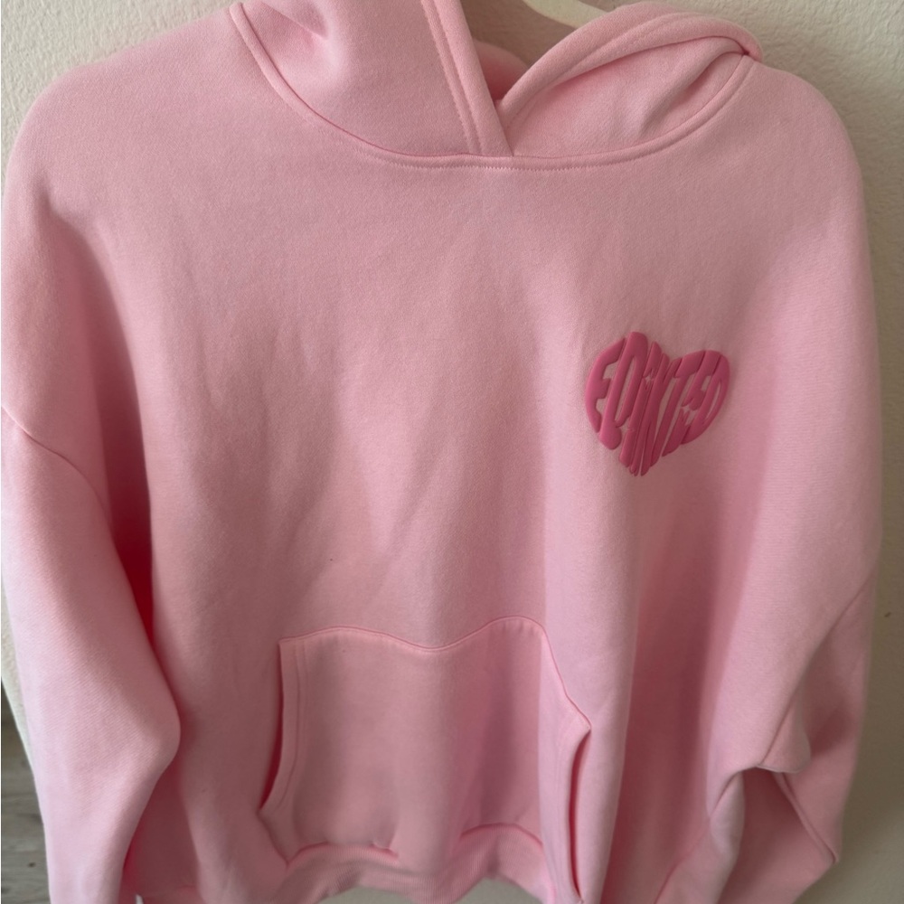 Edikted Light Pink Raised Logo Hoodie